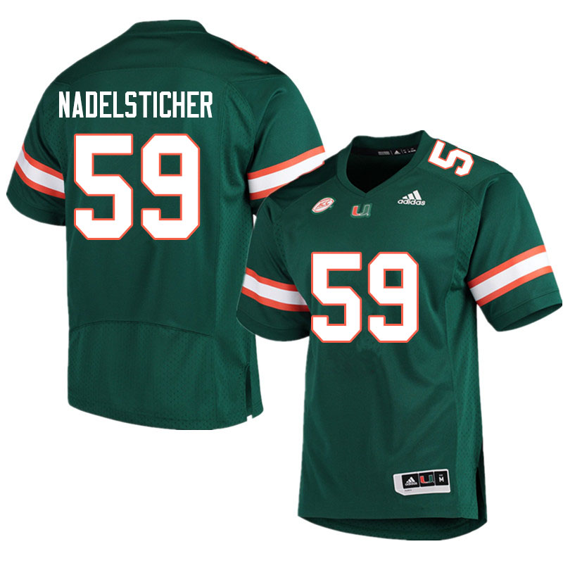 Adidas Miami Hurricanes #59 Alan Nadelsticher College Football Jerseys Sale-Green